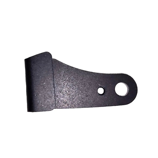 Top view of the black metal HP Velotechnik Gekko Chain Catch Hook against a white background.