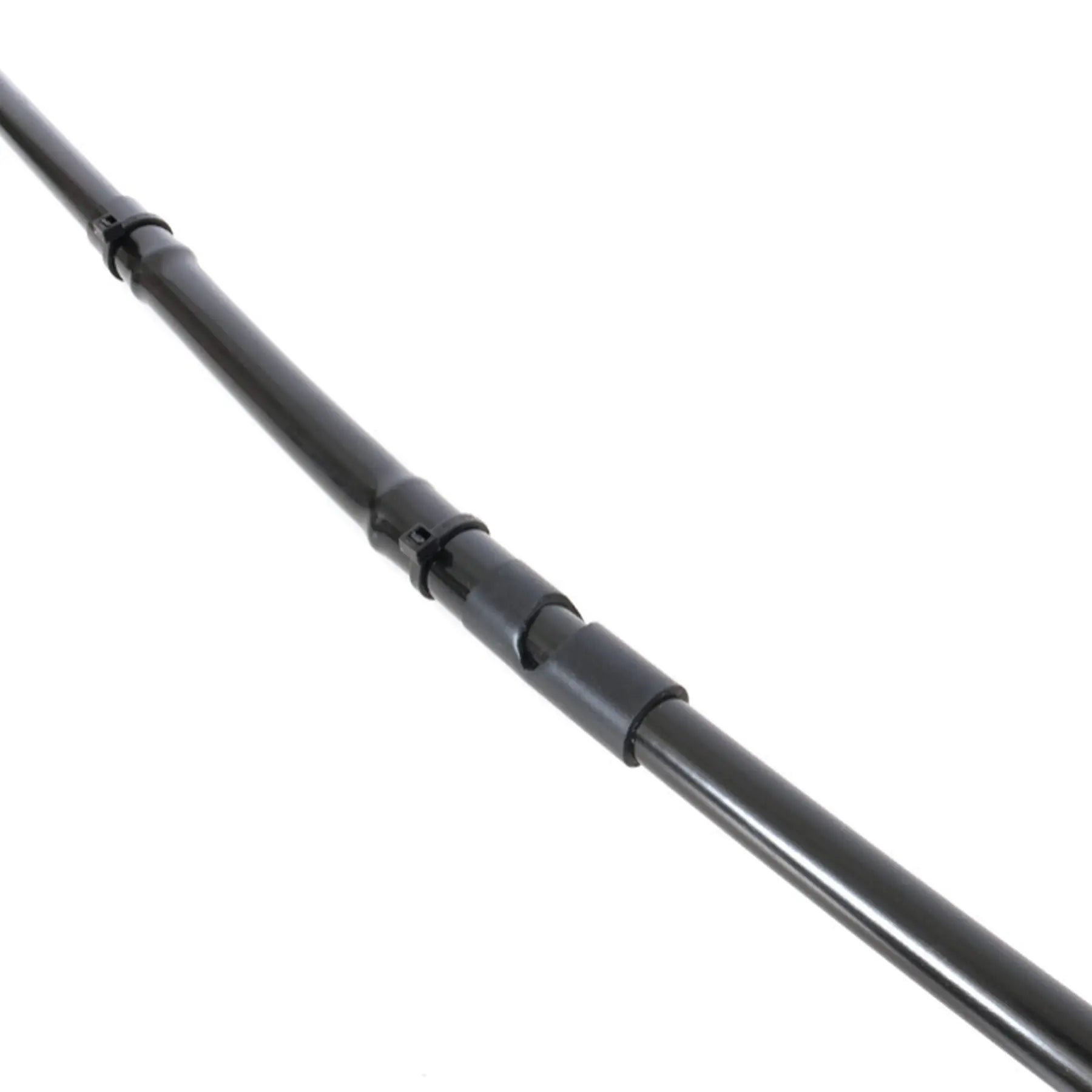 Closeup of the flexible center portion of the black HP Velotechnik Gekko fx 20 Lower Chain Tube against a white background.