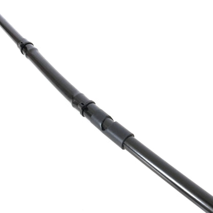 Closeup of the flexible center portion of the black HP Velotechnik Gekko fx 20 Lower Chain Tube against a white background.
