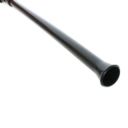 Closeup of the flared end of the black HP Velotechnik Gekko fx 20 Lower Chain Tube against a white background.