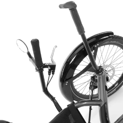 Image of the left HP Velotechnik Stand Up Aid For Trikes Without Front Suspension Mounted on a trike against a white background.