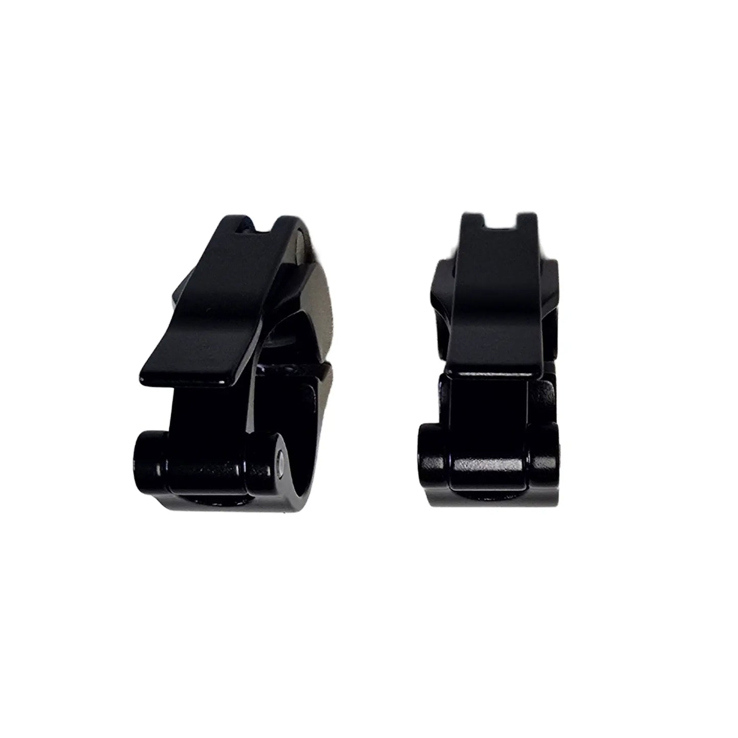 Back view of the ICE Bottom Quick Release Seat Clamps in black against a white background.