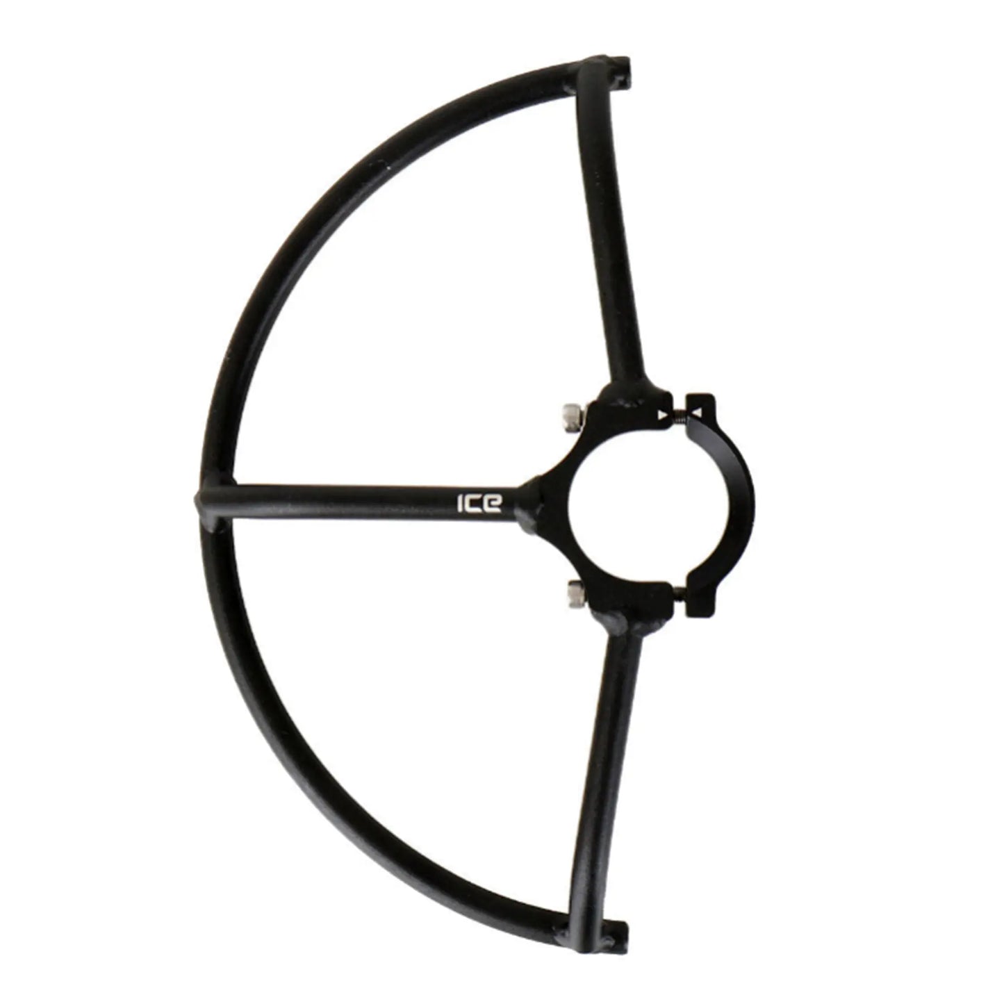 Top view of the ICE Chainring Guard in black against a white background.