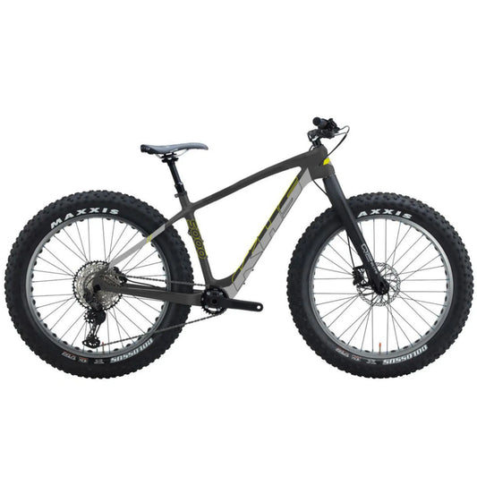 Side view of the KHS 4 Season 5000 Fat Bike with Carbon Fork in Dark Grey against a white background.