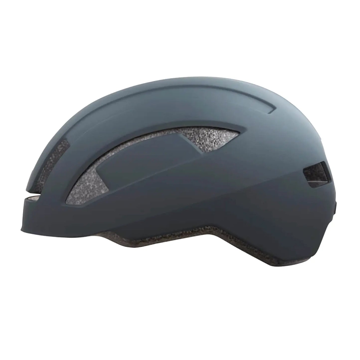 Side view of the Lazer Cityzen Kineticore Helmet Matte in Livid , a dark grey tone, against a white background.