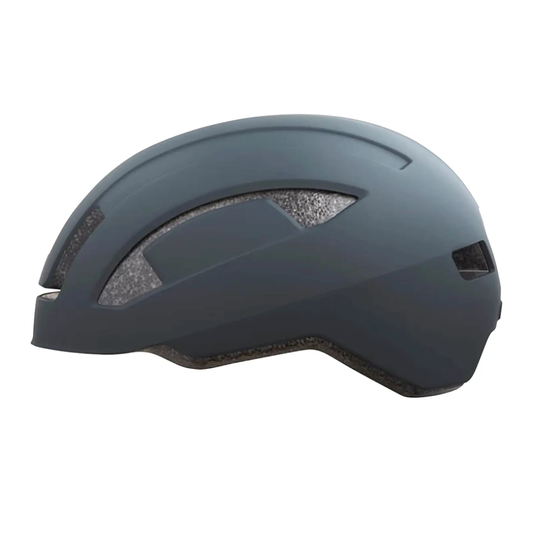 Side view of the Lazer Cityzen Kineticore Helmet Matte in Livid , a dark grey tone, against a white background.