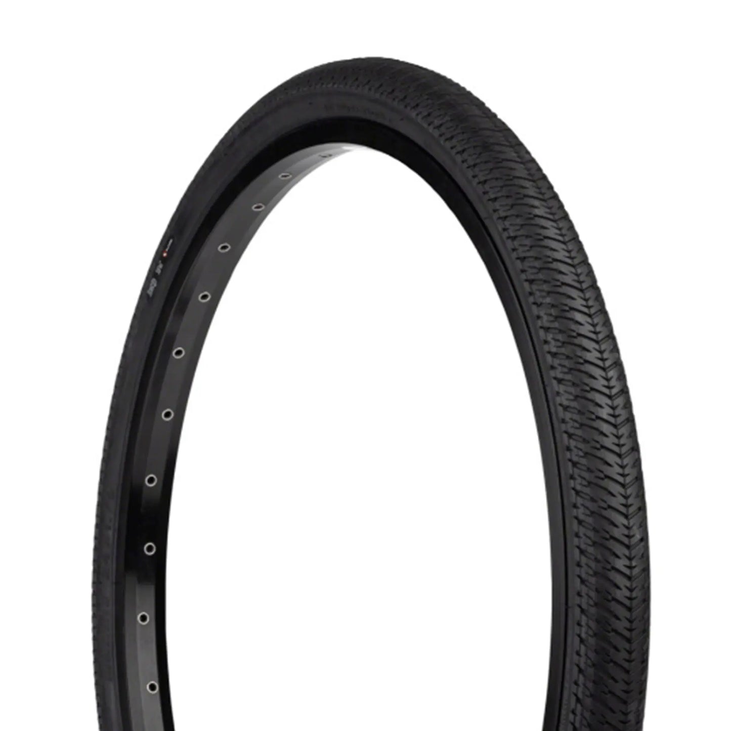 Angled side profile of the black Maxxis DTH Tire 24 x 1.75 inch (44-507mm) against a white background.