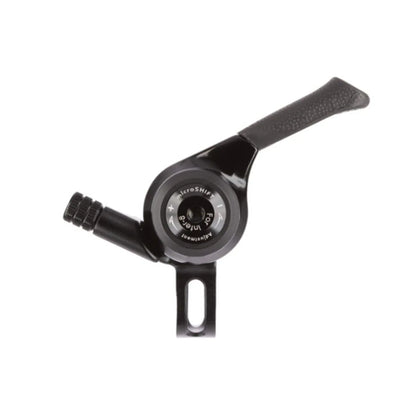 Side view of the black microSHIFT Shimano Alfine 8 Speed Internal Gear Bar End Shifter against a white background.