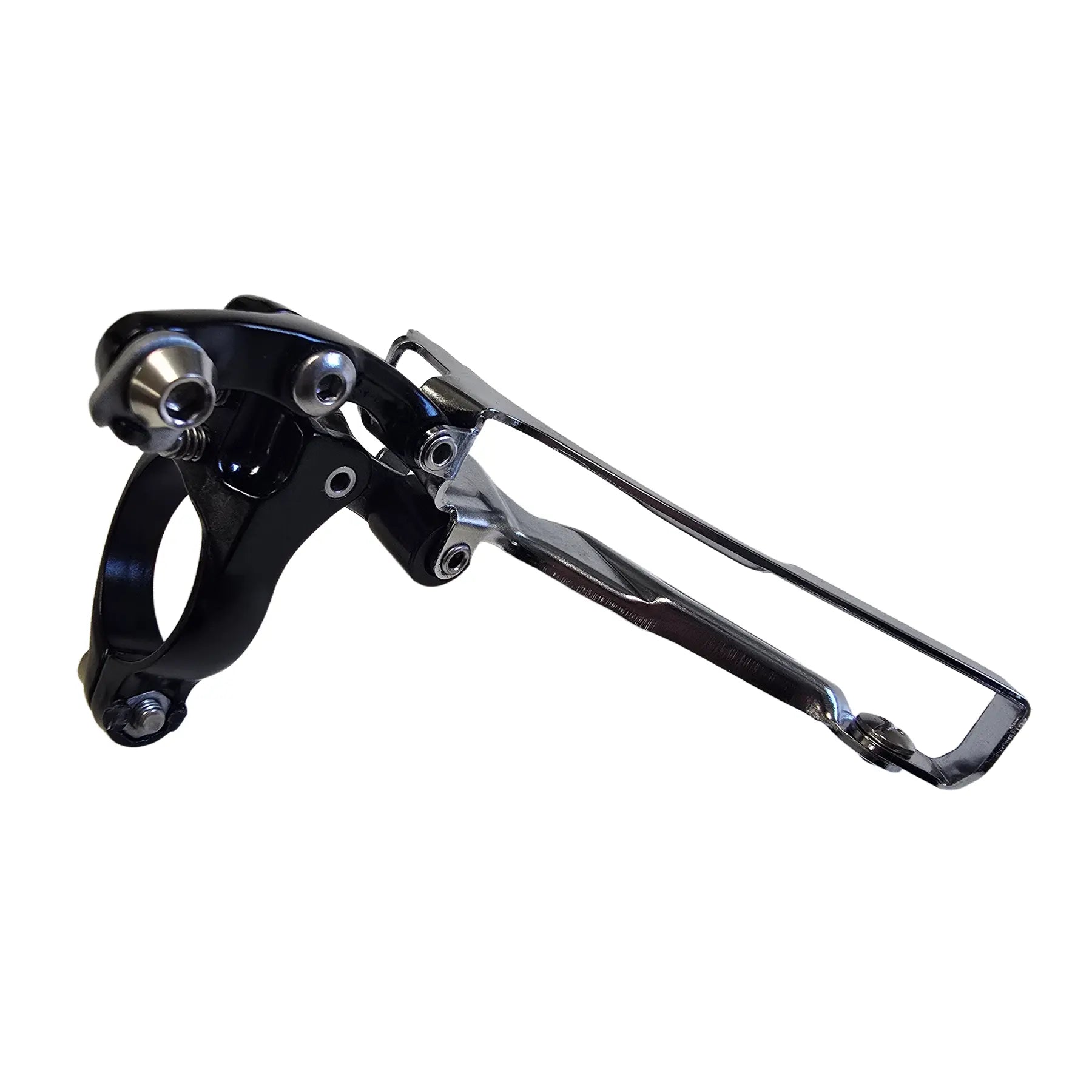 Top view of the MicroShift Take Off Triple Road Front Derailleur against a white background.