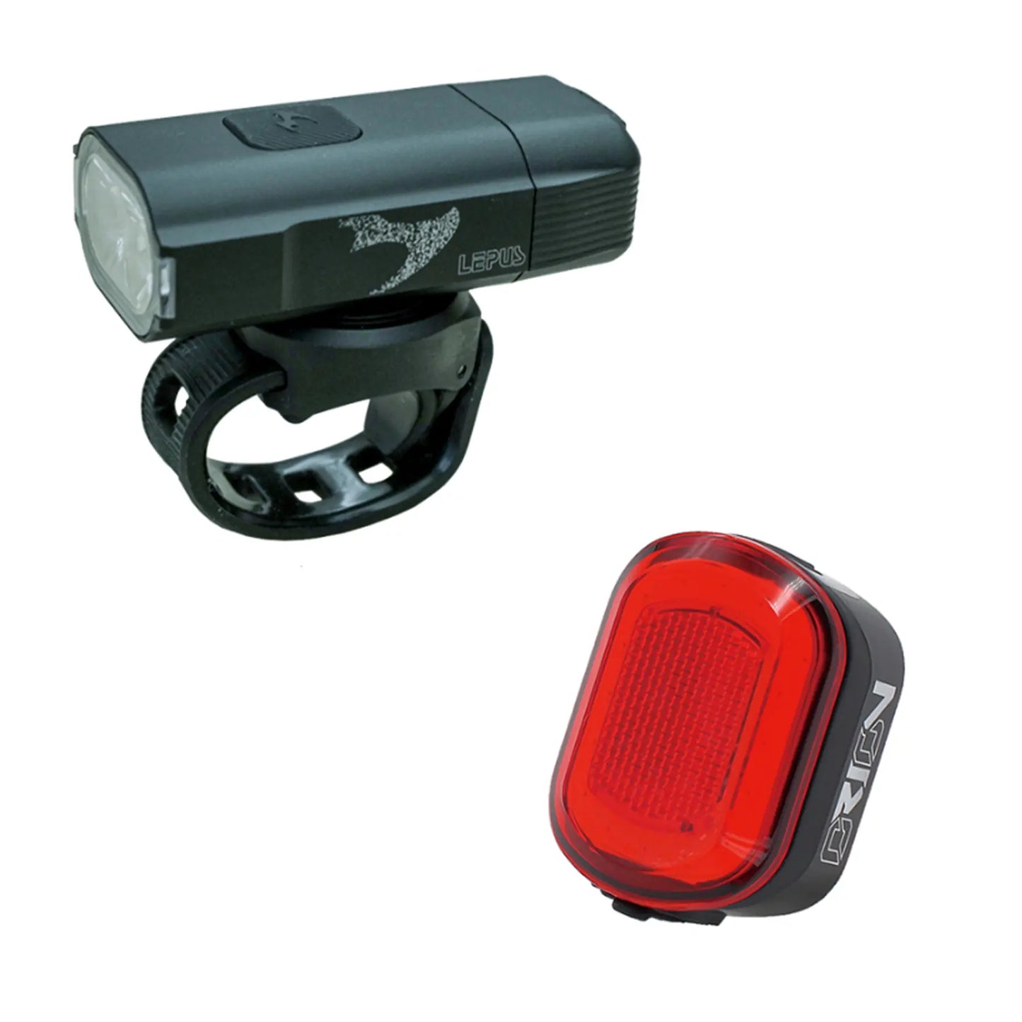 Image of the Moon Lepus C1 600 Lumen Headlight and Orion 50 Lumen Taillight Combo Set against a white background.