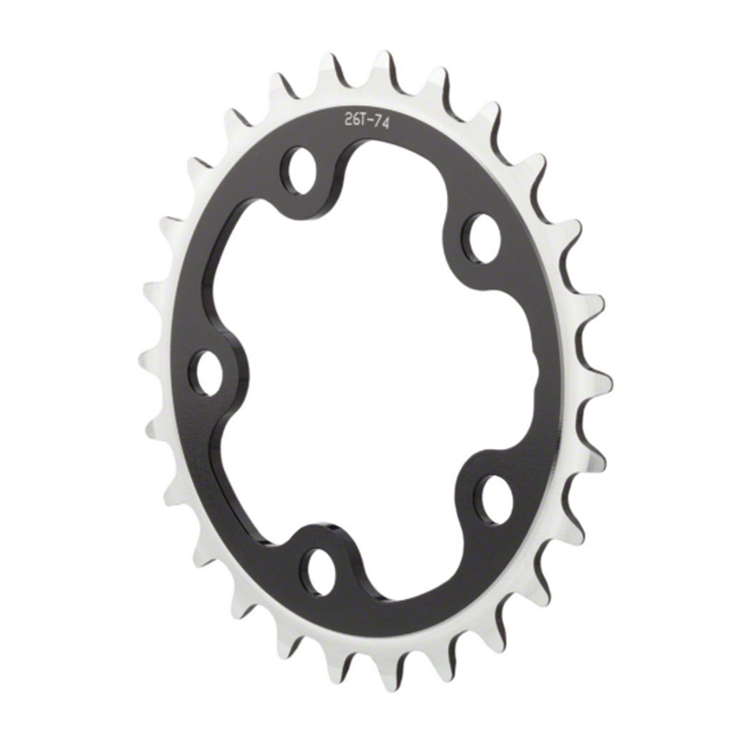 Bicycle 24 tooth chainring on a white background.