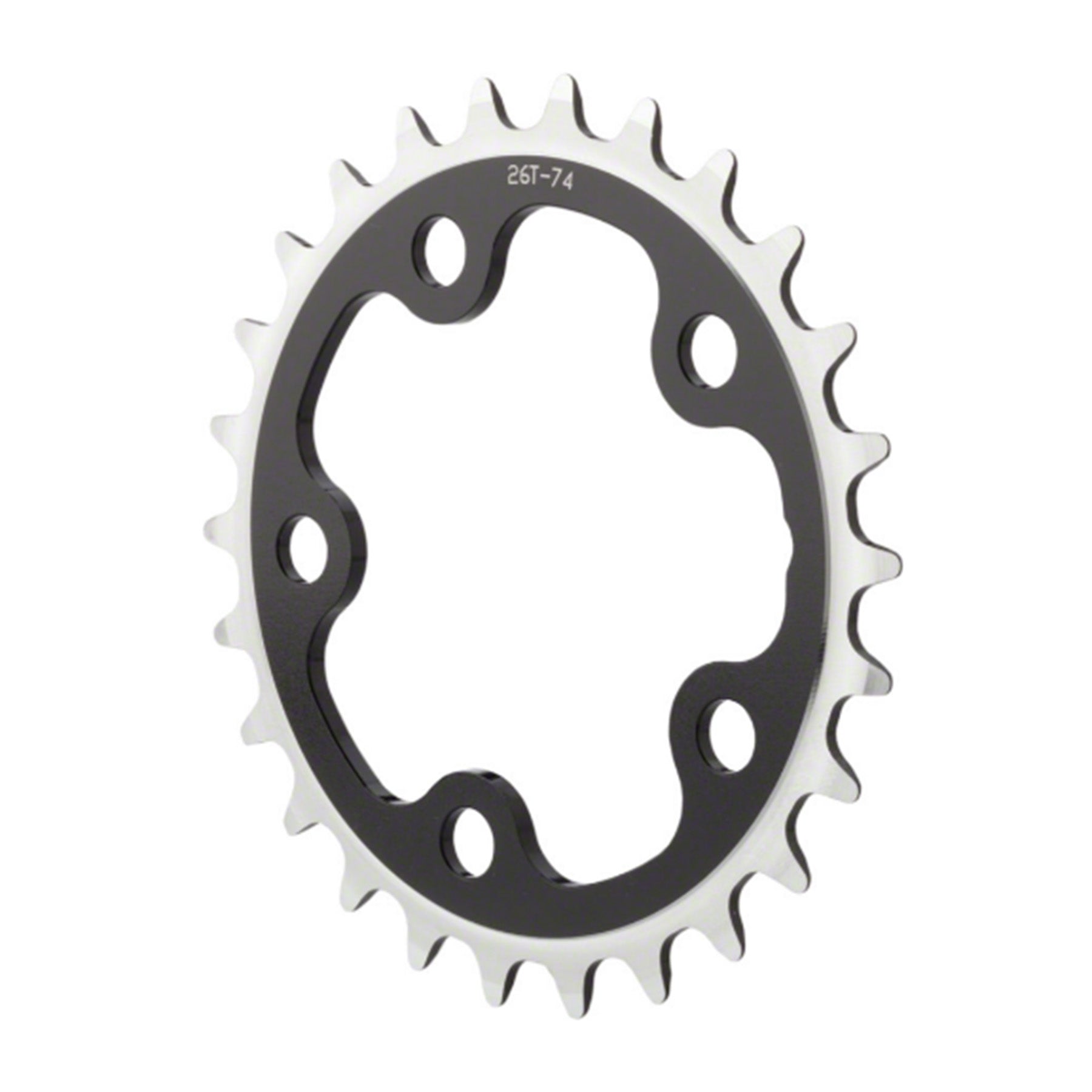 Bicycle 24 tooth chainring on a white background.