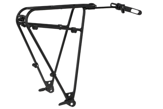 Black Ortlieb Quick Rack rear bicycle rack on a white background. 