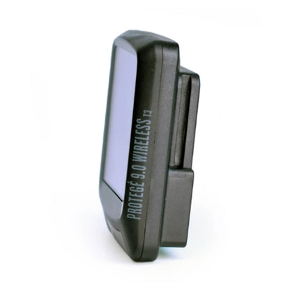 Side view of the Planet Bike Protege 9.0 Wireless Bike Computer in black against a white background.