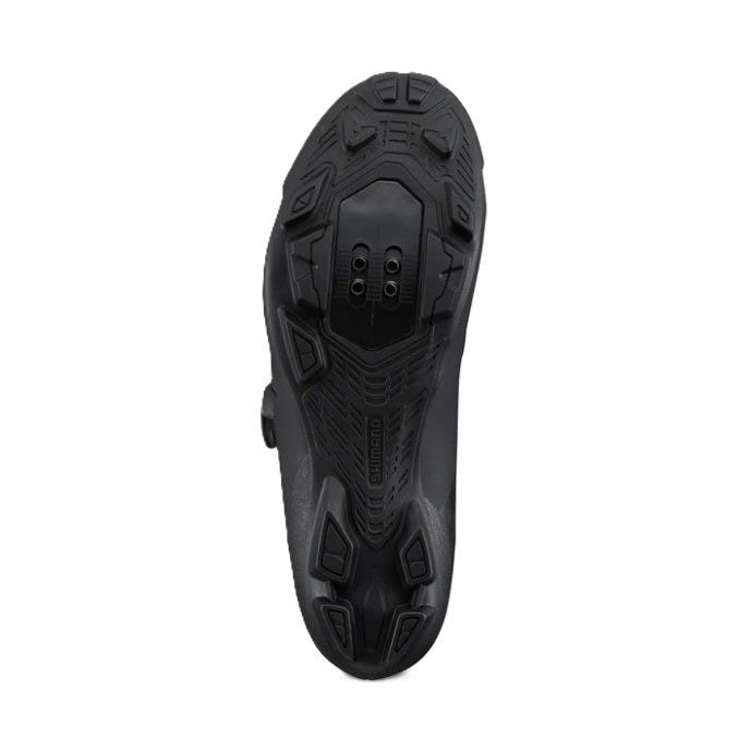Black cycling shoe sole on a white background