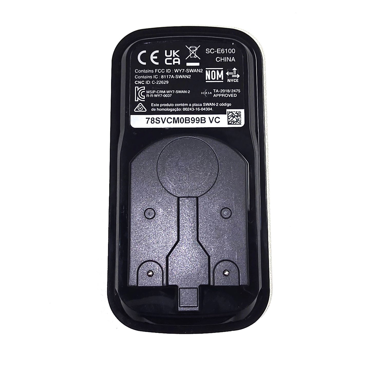 Back view of a Shimano STEPS SC-E6100 display with white labeling on a black device against a white background.