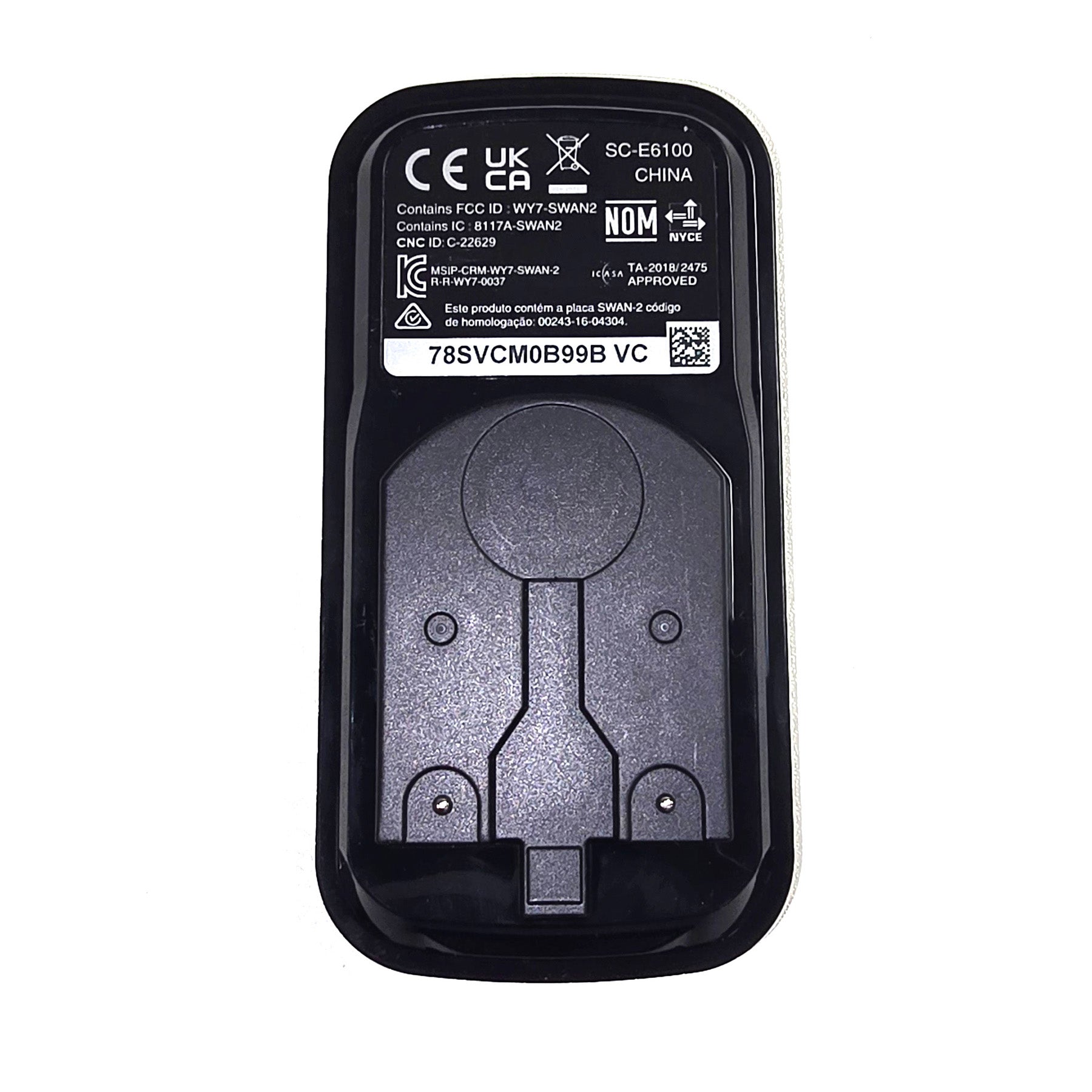 Back view of a Shimano STEPS SC-E6100 display with white labeling on a black device against a white background.