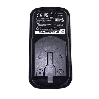 Back view of a Shimano STEPS SC-E6100 display with white labeling on a black device against a white background.