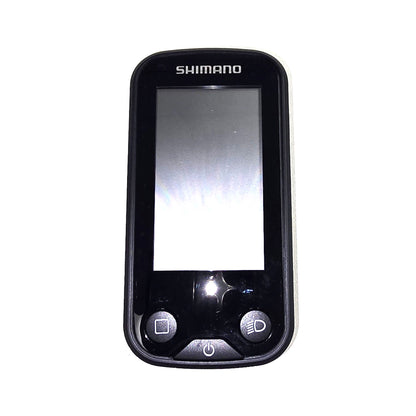 Front view of a Shimano STEPS SC-E6100 display device with a screen on a white background.