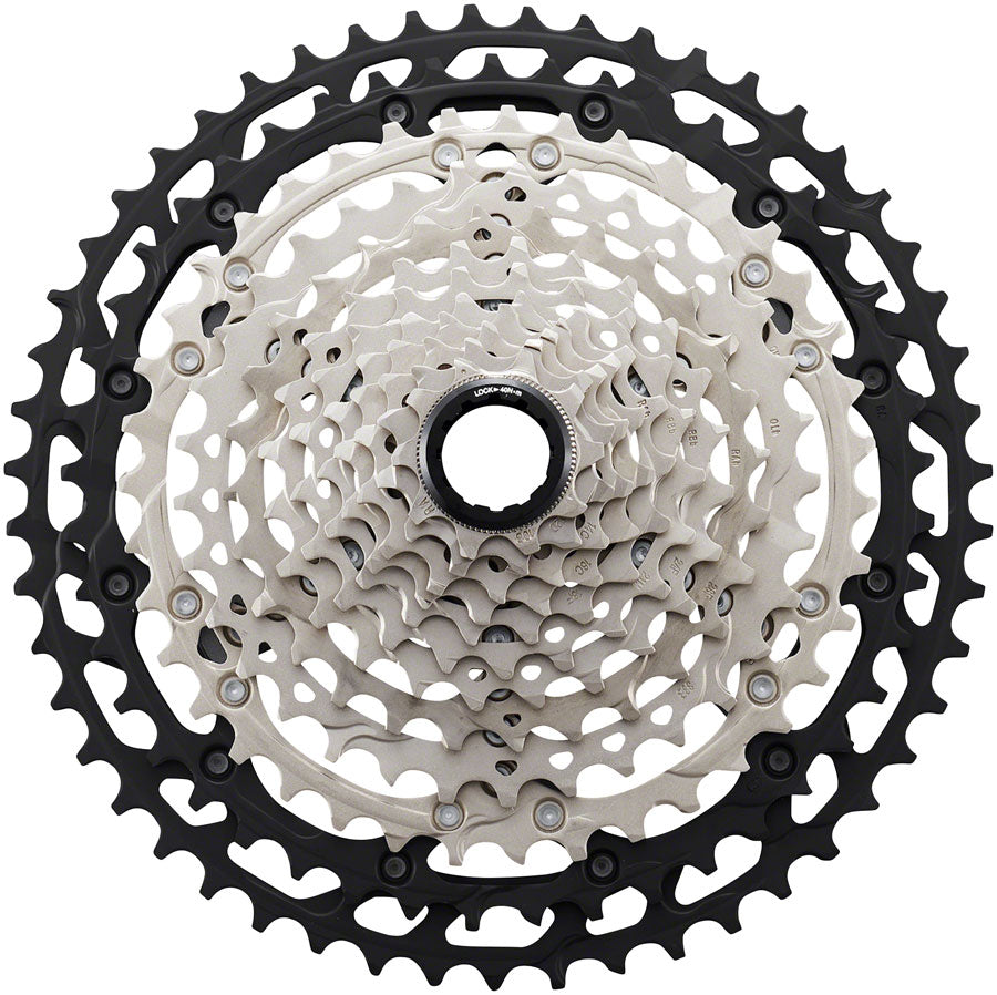 Shimano XT CS-M8100 Cassette - 12-Speed 10-51t Silver/Black Micro Spline front.