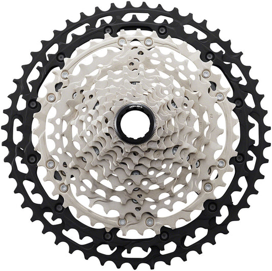 Shimano XT CS-M8100 Cassette - 12-Speed 10-51t Silver/Black Micro Spline front.