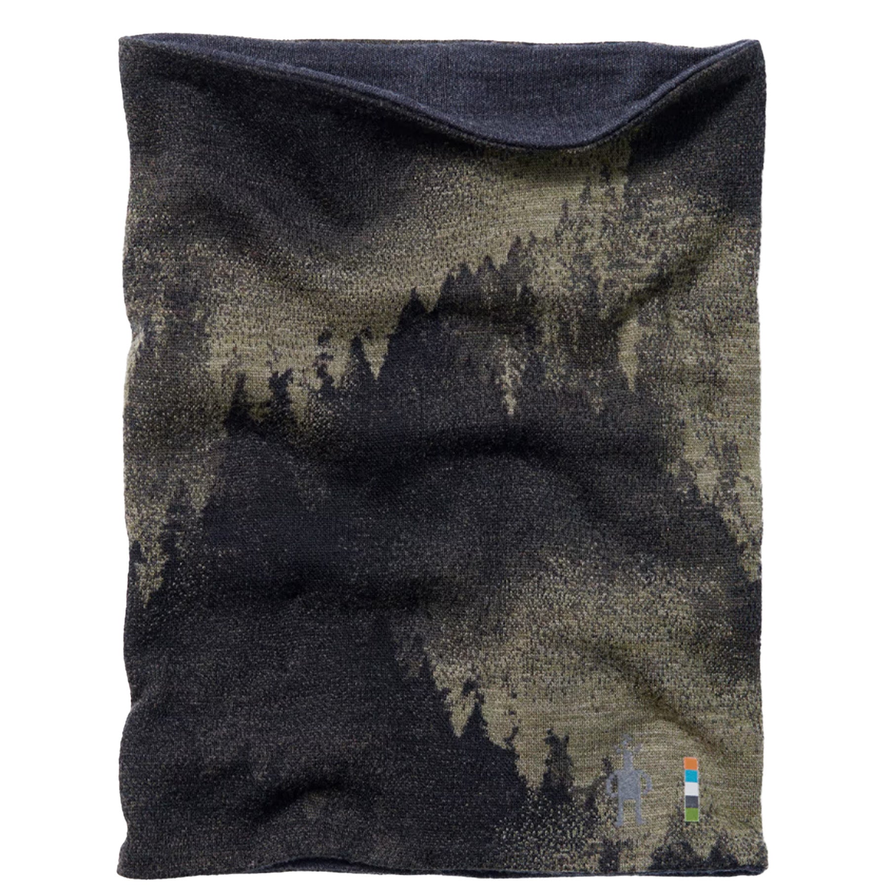The Smartwool Thermal Merino Reversible Pattern Neck Gaiter in North Woods Foggy Pines against a white background.