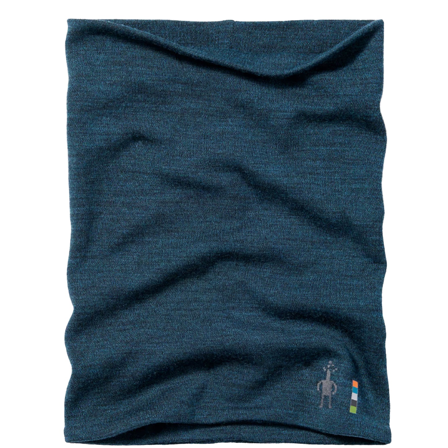 The Smartwool Thermal Merino Reversible Pattern Neck Gaiter in Twilight Blue Heather against a white background.