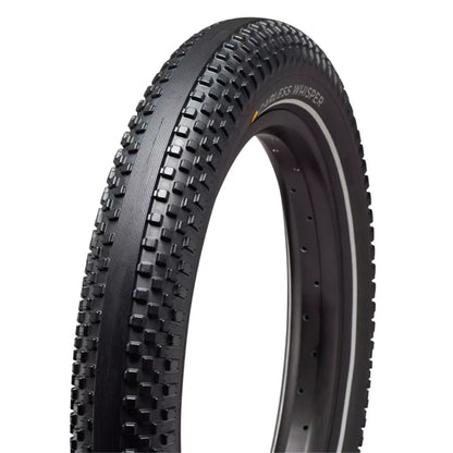 Angled side profile of the Specialized Carless Whisper Flat Resistant Wirebead Cargo Reflective Tire 20 x 3.5 inch (90-406mm) in black against a white background.