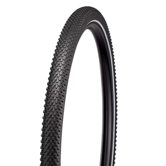 Angled side profile of the Specialized Hemisphere Flat Resistant Wirebead All Terrain Reflect Tire 700c x 47mm (47-622mm) against a white background.