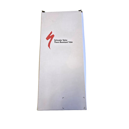 The Specialized Thorn Resistant Schrader Valve Tube 24 x 1.5-2.3 inch (507mm) in a white box against a white background.