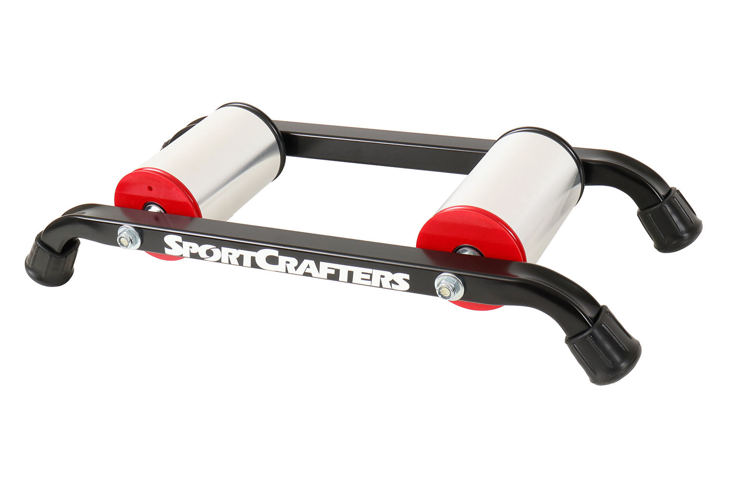 This is a front quarter view of the SportCrafters Trike Trainer Double Overdrive, shown on a white background.