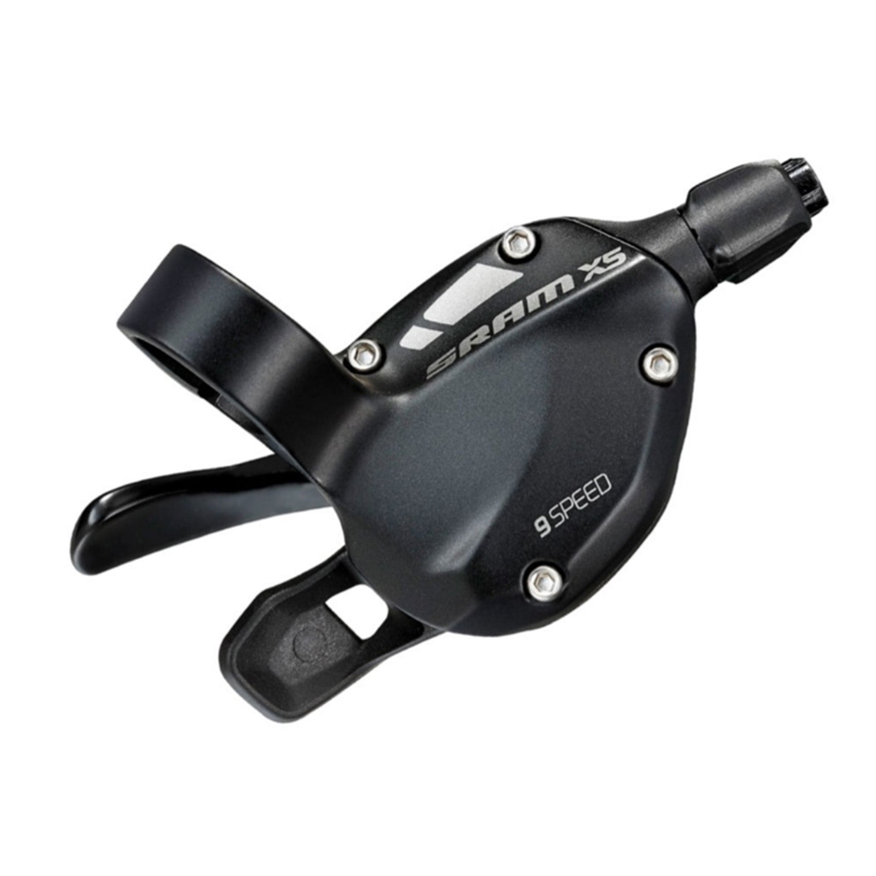 Black bicycle X.5 9 speed shift lever with 'SRAM' branding against a white background.