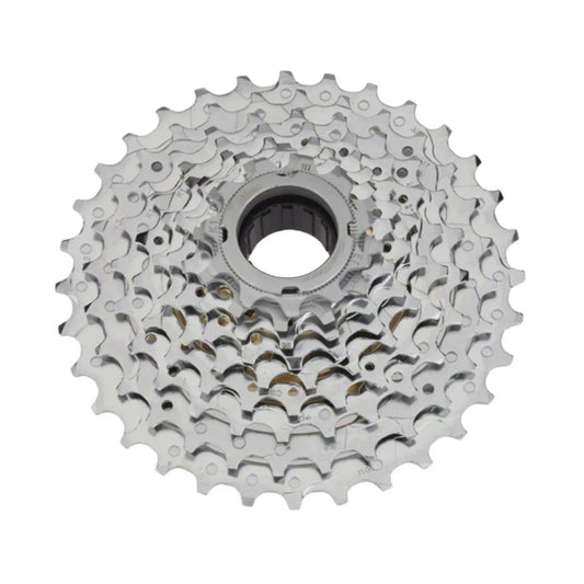 Top view of the SunRace 9 Speed 11-32t Freewheel in silver against a white background.