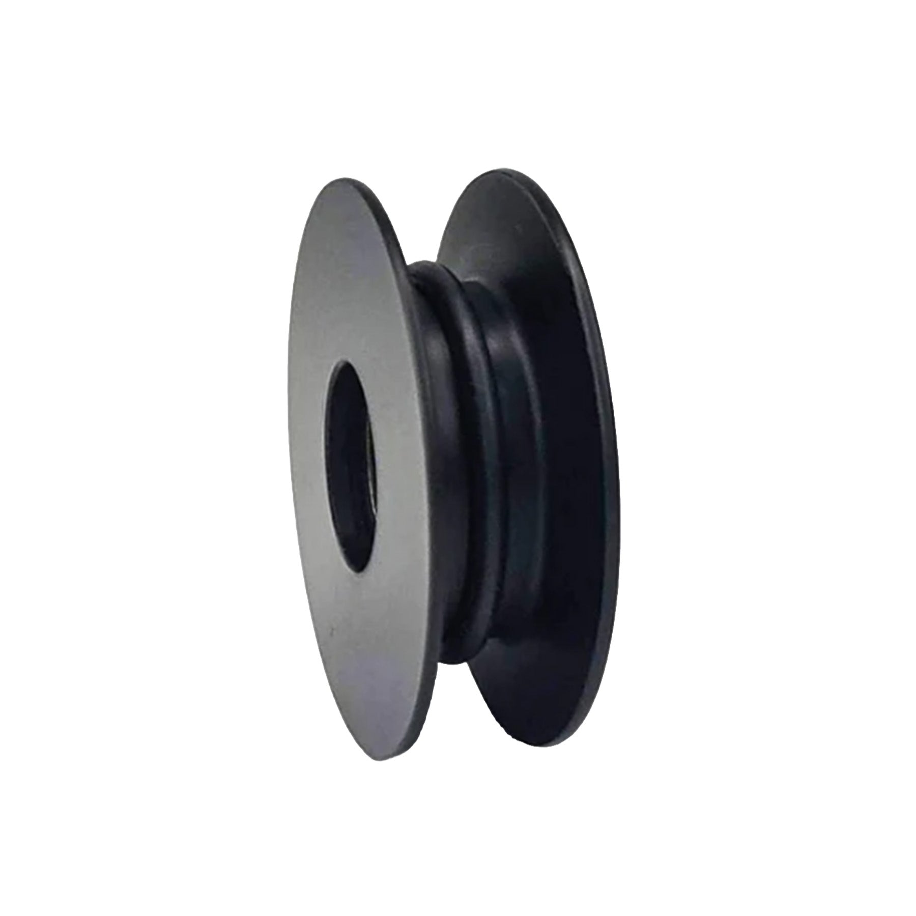 Angled profile view of the T-Cycle Delrin Mini Idler for Tensioners and Volae in black against a white background.