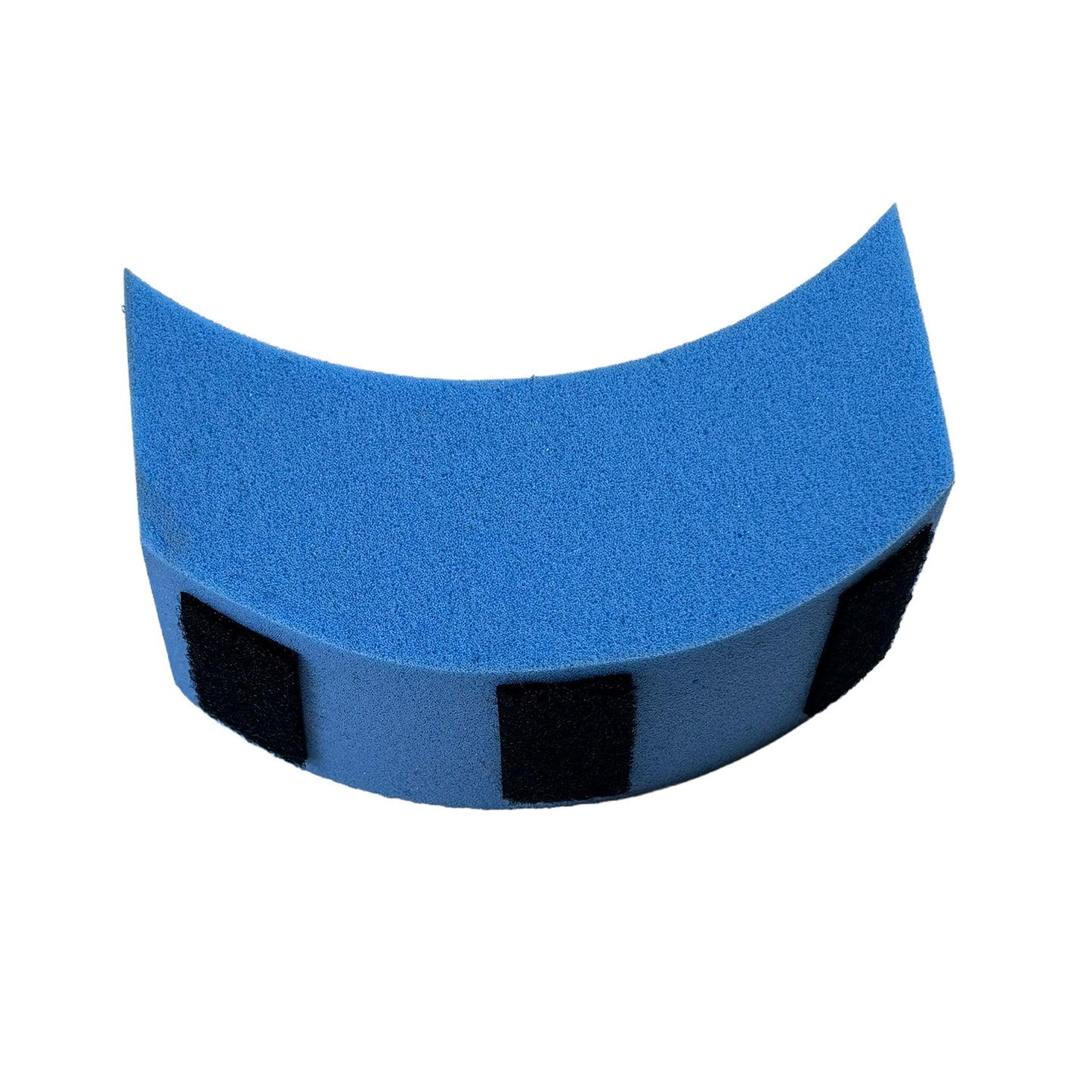 Closeup view of the blue medium density in  the T-Cycle Finer Recliner Medium Neckrest Kit for Catrike Seats against a white background.