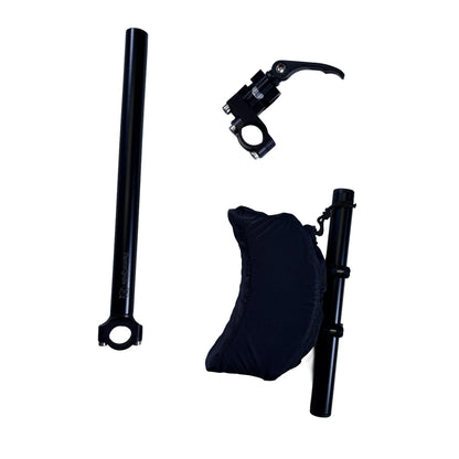 View of the separate components for the T-Cycle Finer Recliner Medium Neckrest Kit for ICE Trike Mesh Seats against a white background.