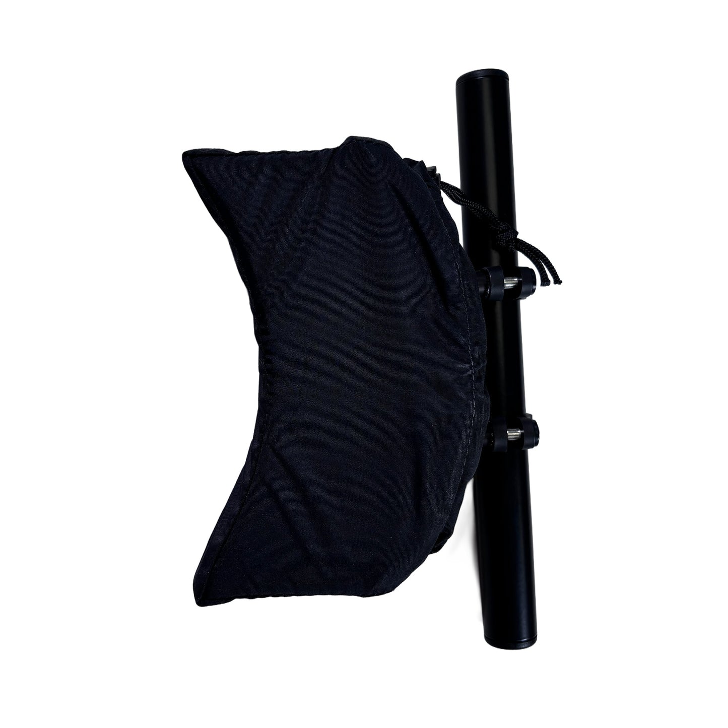 Closeup view of the neckrest and bar in  the T-Cycle Finer Recliner Medium Neckrest Kit for HP Velotechnik ErgoMesh Classic and Gekko Seats
against a white background.