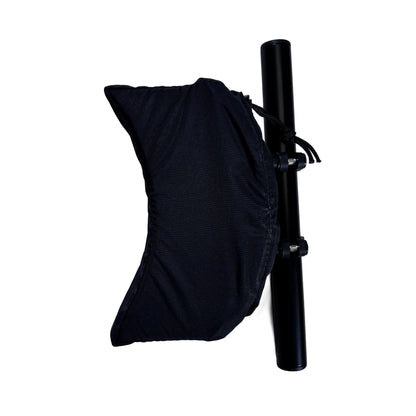 Closeup view of the neckrest and bar in  the T-Cycle Finer Recliner Medium Neckrest Kit for HP Velotechnik ErgoMesh Classic and Gekko Seats
against a white background.