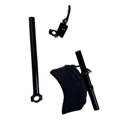 View of the separate components for the T-Cycle Finer Recliner Medium Neckrest Kit for HP Velotechnik ErgoMesh Classic and Gekko Seats against a white background.