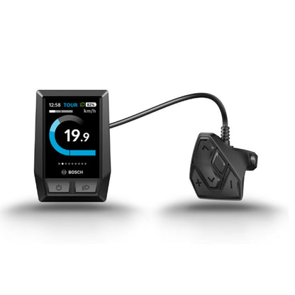 A closeup of the TerraTrike Bosch Boost Kit ePlus color display and controller.