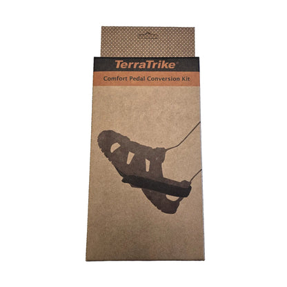 Top view of the TerraTrike Comfort Pedal Conversion Kit Pair in the box against a white background.