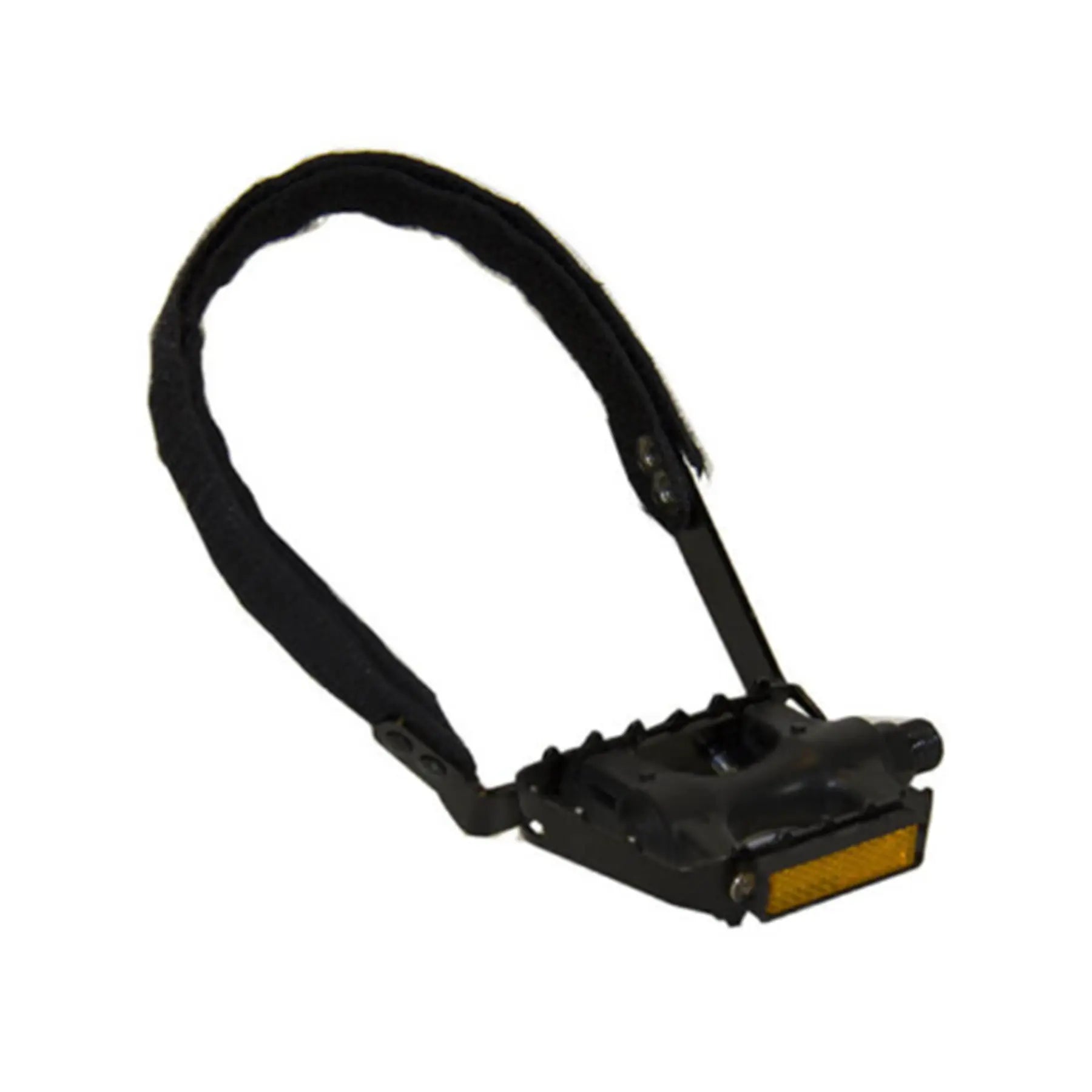 View of the TerraTrike Comfort Pedal Conversion Kit Pair installed on a black pedal against a white background.