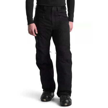 Front view of The North Face Mens Freedom Insulated Black Pant on a model against a white background.
