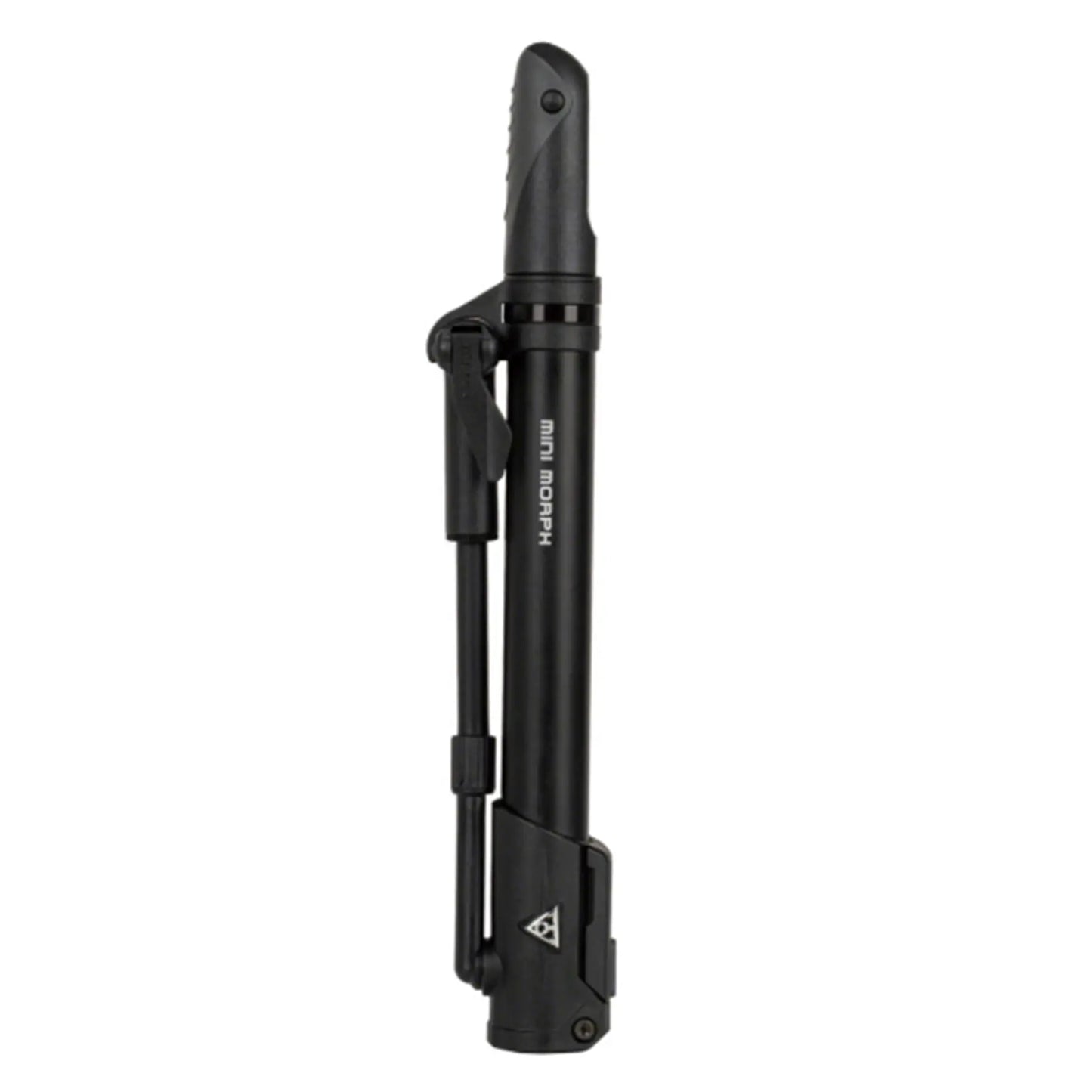 Side view of the Topeak Mini Morph G Pump in black against a white background.