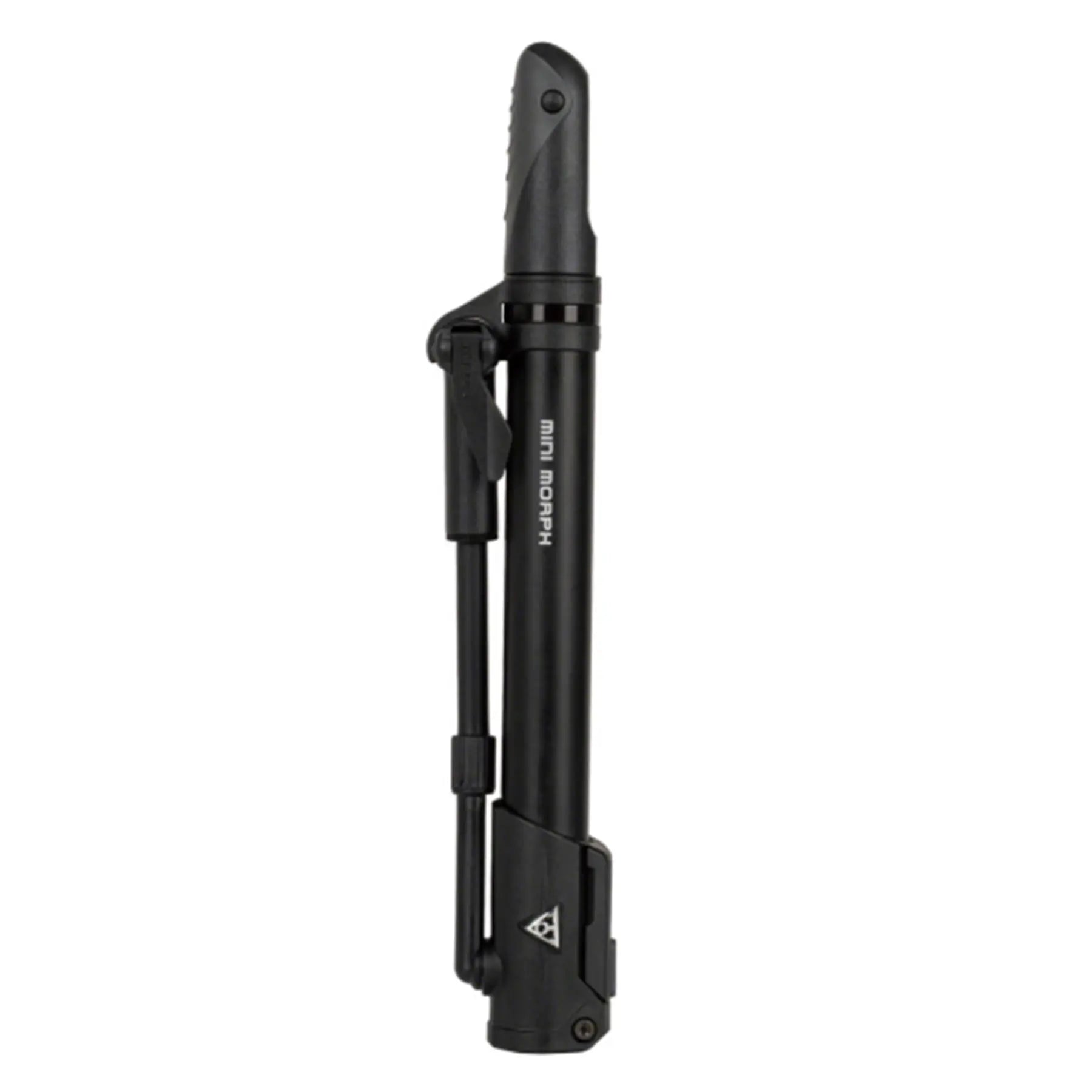 Side view of the Topeak Mini Morph G Pump in black against a white background.