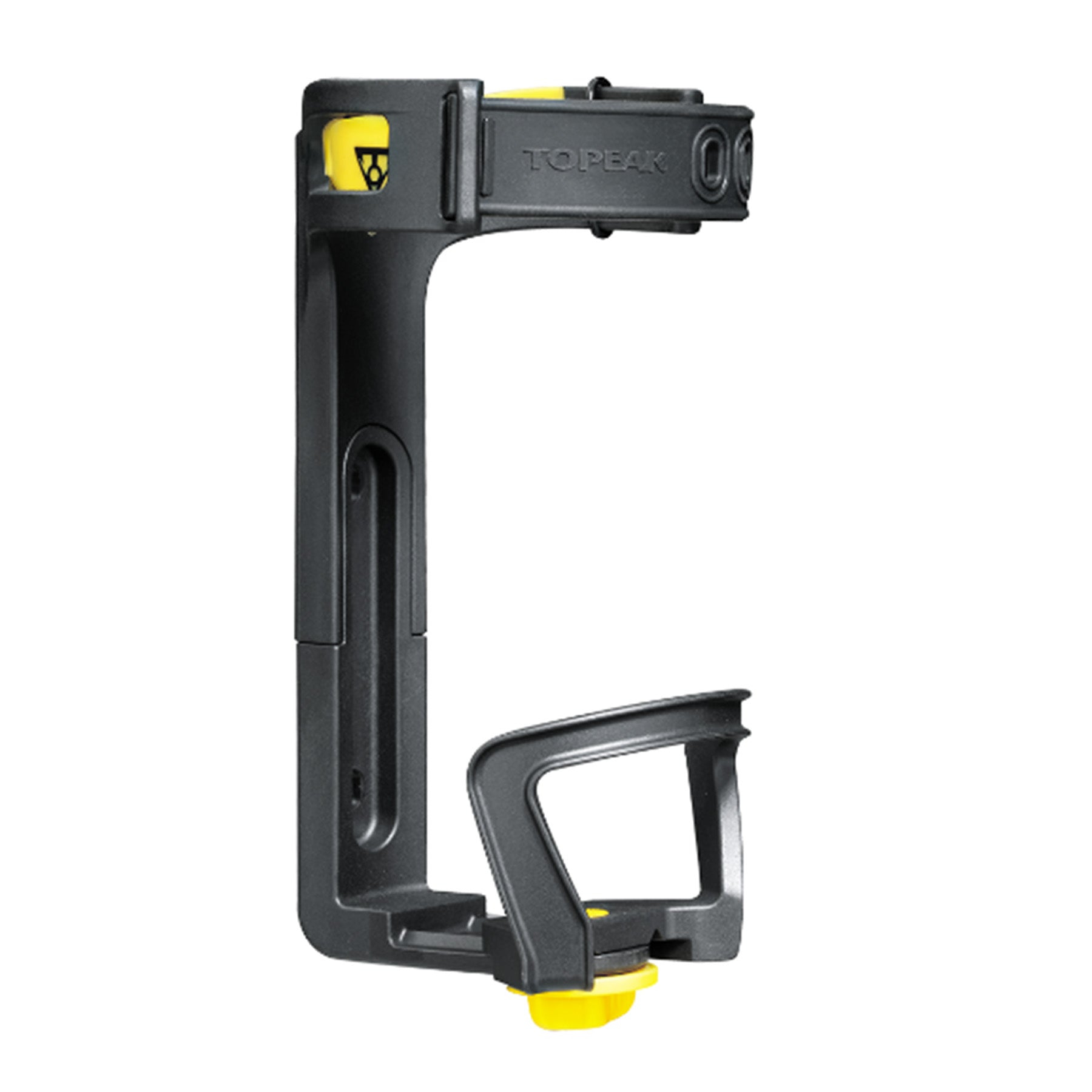 The Topeak Modula™ Java bottle cage in black and yellow shown against a white background.