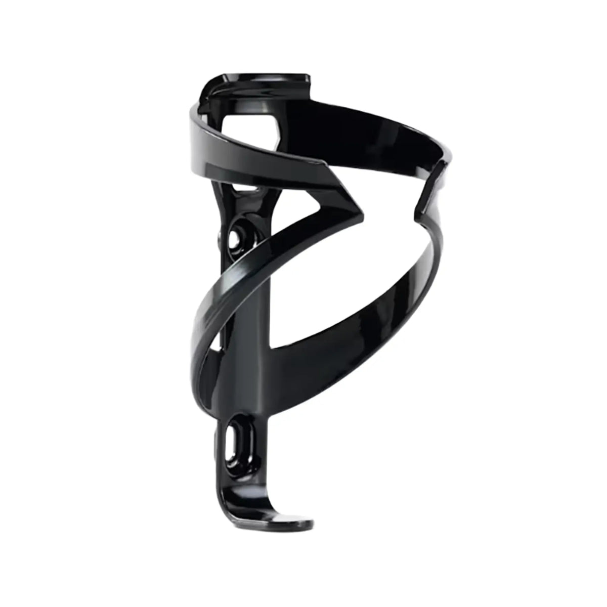 Angled side view of the Trek Elite Recycled Water Bottle Cage in Black against a white background.