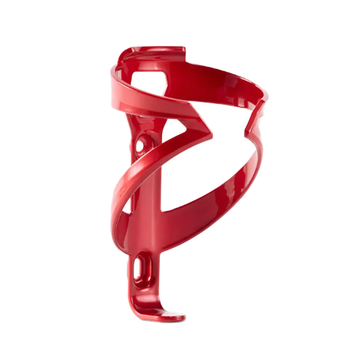 Angled side view of the Trek Elite Recycled Water Bottle Cage in Crimson-Dark Red against a white background.