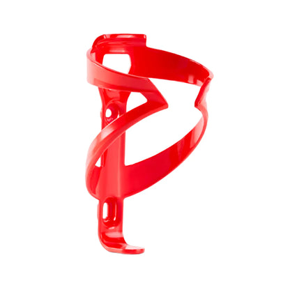 Angled side view of the Trek Elite Recycled Water Bottle Cage in Radioactive Red against a white background.