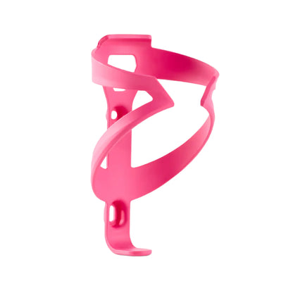 Angled side view of the Trek Elite Recycled Water Bottle Cage in Vice Pink against a white background.